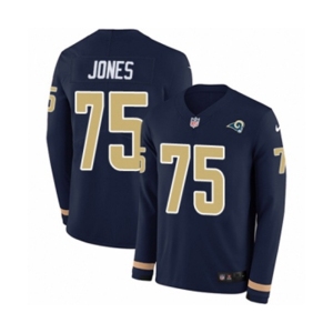 Nike Los Angeles Rams #75 Deacon Jones Limited Navy Blue Therma Long Sleeve NFL Jersey