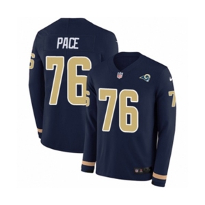 Nike Los Angeles Rams #76 Orlando Pace Limited Navy Blue Therma Long Sleeve NFL Jersey