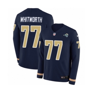 Nike Los Angeles Rams #77 Andrew Whitworth Limited Navy Blue Therma Long Sleeve NFL Jersey
