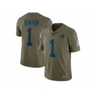 Men Nike Carolina Panthers #1 Cam Newton Limited Olive 2017 Salute to Service NFL Jersey