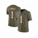 Men Nike Carolina Panthers #1 Cam Newton Limited Olive Gold 2017 Salute to Service NFL Jersey