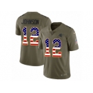 Men Nike Carolina Panthers #12 Charles Johnson Limited Olive USA Flag 2017 Salute to Service NFL Jersey