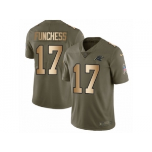 Men Nike Carolina Panthers #17 Devin Funchess Limited Olive Gold 2017 Salute to Service NFL Jersey