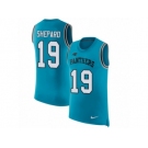 Men Nike Carolina Panthers #19 Russell Shepard Blue Rush Player Name & Number Tank Top NFL Jersey