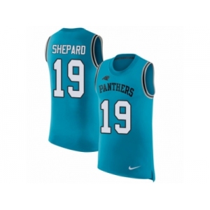 Men Nike Carolina Panthers #19 Russell Shepard Blue Rush Player Name & Number Tank Top NFL Jersey