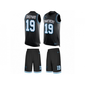 Men Nike Carolina Panthers #19 Russell Shepard Limited Black Tank Top Suit NFL Jersey