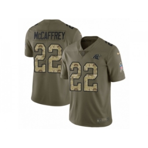 Men Nike Carolina Panthers #22 Christian McCaffrey Limited Olive Camo 2017 Salute to Service NFL Jersey