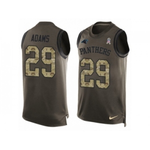 Men Nike Carolina Panthers #29 Mike Adams Limited Green Salute to Service Tank Top NFL Jersey
