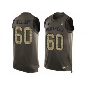 Men Nike Carolina Panthers #60 Daryl Williams Limited Green Salute to Service Tank Top NFL Jersey