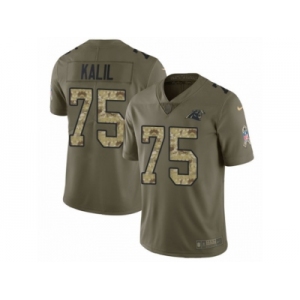 Men Nike Carolina Panthers #75 Matt Kalil Limited Olive Camo 2017 Salute to Service NFL Jersey