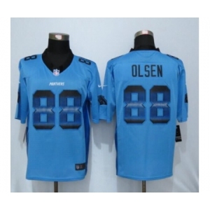Men Nike Carolina Panthers #88 Greg Olsen Blue Strobe Jersey[Limited]