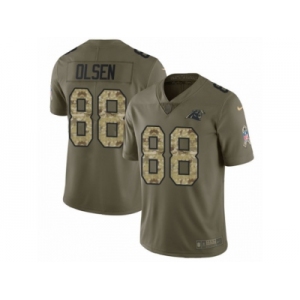 Men Nike Carolina Panthers #88 Greg Olsen Limited Olive Camo 2017 Salute to Service NFL Jersey