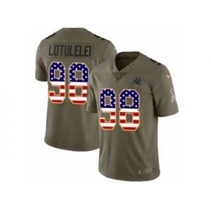 Men Nike Carolina Panthers #98 Star Lotulelei Limited Olive USA Flag 2017 Salute to Service NFL Jersey