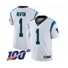 Men's Carolina Panthers #1 Cam Newton White Vapor Untouchable Limited Player 100th Season Football Jersey