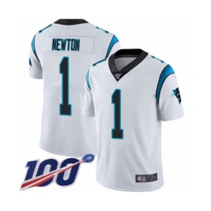 Men's Carolina Panthers #1 Cam Newton White Vapor Untouchable Limited Player 100th Season Football Jersey