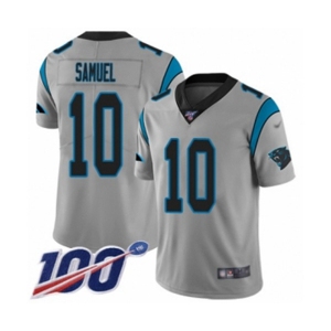 Men's Carolina Panthers #10 Curtis Samuel Silver Inverted Legend Limited 100th Season Football Jersey