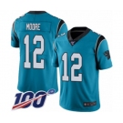 Men's Carolina Panthers #12 DJ Moore Limited Blue Rush Vapor Untouchable 100th Season Football Jersey