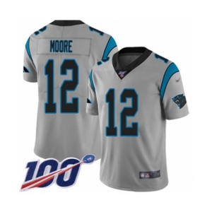 Men's Carolina Panthers #12 DJ Moore Silver Inverted Legend Limited 100th Season Football Jersey