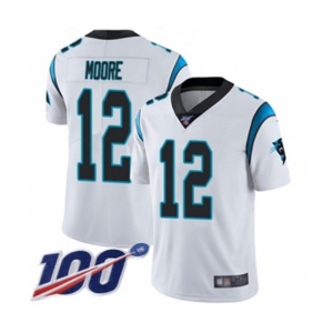 Men's Carolina Panthers #12 DJ Moore White Vapor Untouchable Limited Player 100th Season Football Jersey