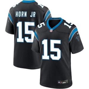 Men's Carolina Panthers #15 Jimmy Horn Jr Black 2025 Vapor Limited Stitched Football Jersey
