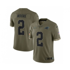 Men's Carolina Panthers #2 D. Moore 2022 Olive Salute To Service Limited Stitched Jersey