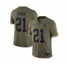Men's Carolina Panthers #21 Jeremy Chinn 2022 Olive Salute To Service Limited Stitched Jersey