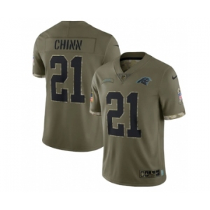 Men's Carolina Panthers #21 Jeremy Chinn 2022 Olive Salute To Service Limited Stitched Jersey