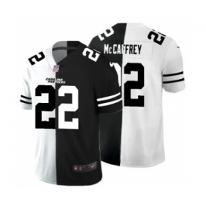 Men's Carolina Panthers #22 Christian McCaffrey Black V White Peace Split Vapor Untouchable Limited Football Jersey