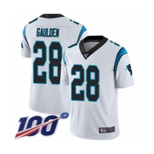 Men's Carolina Panthers #28 Rashaan Gaulden White Vapor Untouchable Limited Player 100th Season Football Jersey