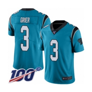 Men's Carolina Panthers #3 Will Grier Blue Alternate Vapor Untouchable Limited Player 100th Season Football Jersey