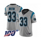 Men's Carolina Panthers #33 Tre Boston Silver Inverted Legend Limited 100th Season Football Jersey