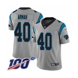 Men's Carolina Panthers #40 Alex Armah Silver Inverted Legend Limited 100th Season Football Jersey