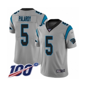 Men's Carolina Panthers #5 Michael Palardy Silver Inverted Legend Limited 100th Season Football Jersey