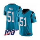 Men's Carolina Panthers #51 Sam Mills Limited Blue Rush Vapor Untouchable 100th Season Football Jersey