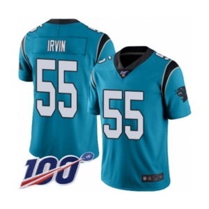 Men's Carolina Panthers #55 Bruce Irvin Limited Blue Rush Vapor Untouchable 100th Season Football Jersey