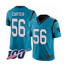 Men's Carolina Panthers #56 Jermaine Carter Limited Blue Rush Vapor Untouchable 100th Season Football Jersey