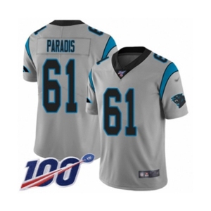 Men's Carolina Panthers #61 Matt Paradis Silver Inverted Legend Limited 100th Season Football Jersey