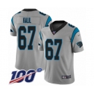 Men's Carolina Panthers #67 Ryan Kalil Silver Inverted Legend Limited 100th Season Football Jersey