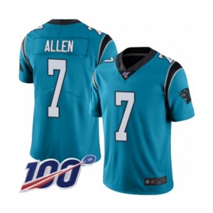 Men's Carolina Panthers #7 Kyle Allen Blue Alternate Vapor Untouchable Limited Player 100th Season Football Jersey