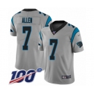 Men's Carolina Panthers #7 Kyle Allen Silver Inverted Legend Limited 100th Season Football Jersey