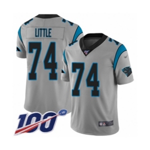 Men's Carolina Panthers #74 Greg Little Silver Inverted Legend Limited 100th Season Football Jersey