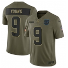 Men's Carolina Panthers #9 Bryce Young Olive 2025 Salute to Service Limited Football Stitched Jersey