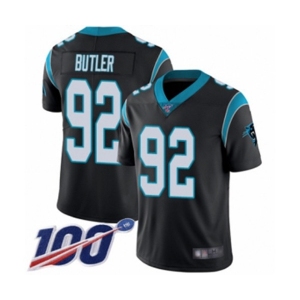 Men's Carolina Panthers #92 Vernon Butler Black Team Color Vapor Untouchable Limited Player 100th Season Football Jersey