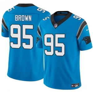 Men's Carolina Panthers #95 Derrick Brown Blue 2025 F.U.S.E. Vapor Limited Football Stitched Jersey