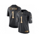 Men's Nike Carolina Panthers #1 Cam Newton Limited Black Gold Salute to Service NFL Jersey