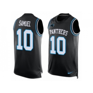 Men's Nike Carolina Panthers #10 Curtis Samuel Limited Black Player Name & Number Tank Top NFL Jersey