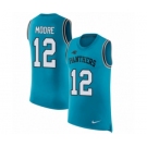 Men's Nike Carolina Panthers #12 DJ Moore Blue Rush Player Name & Number Tank Top NFL Jersey