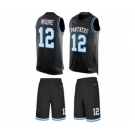 Men's Nike Carolina Panthers #12 DJ Moore Limited Black Tank Top Suit NFL Jersey