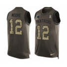 Men's Nike Carolina Panthers #12 DJ Moore Limited Green Salute to Service Tank Top NFL Jersey