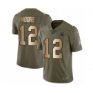 Men's Nike Carolina Panthers #12 DJ Moore Limited Olive Gold 2017 Salute to Service NFL Jersey